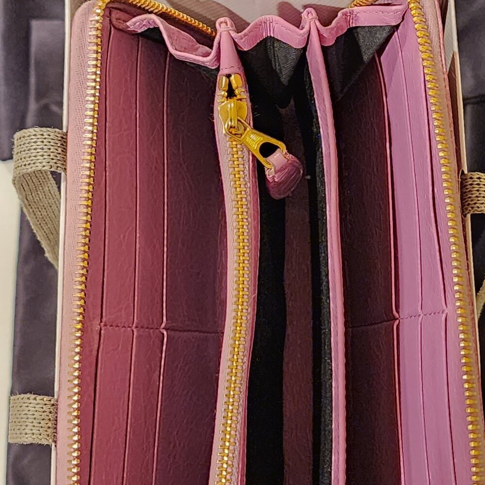 Excellent Balenciaga Zip around Wallet Pinkish Lavender Leather Continental - Picture 7 of 14
